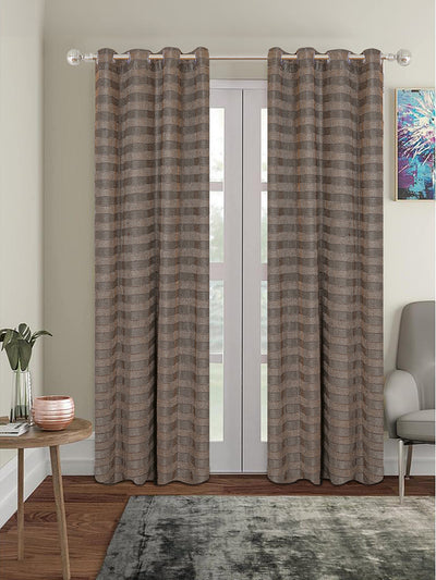 Romee Brown Striped Patterned Set of 2 Door Curtains