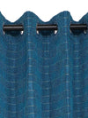 Romee Teal Blue Striped Patterned Set of 2 Door Curtains