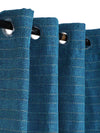 Romee Teal Blue Striped Patterned Set of 2 Door Curtains