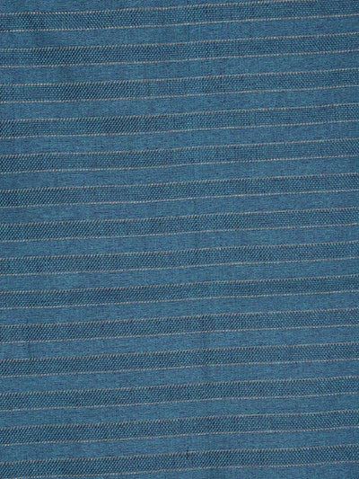 Romee Teal Blue Striped Patterned Set of 2 Door Curtains