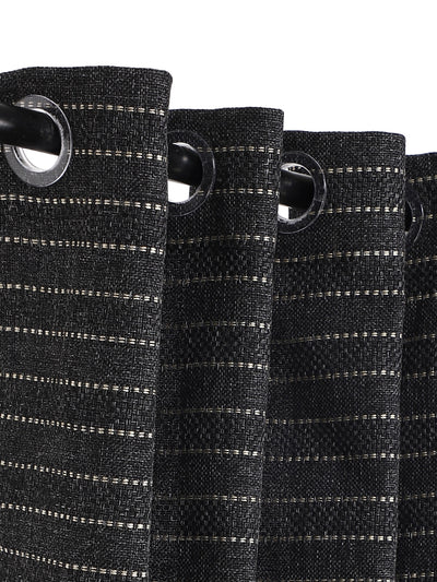 Romee Black Striped Patterned Set of 2 Door Curtains