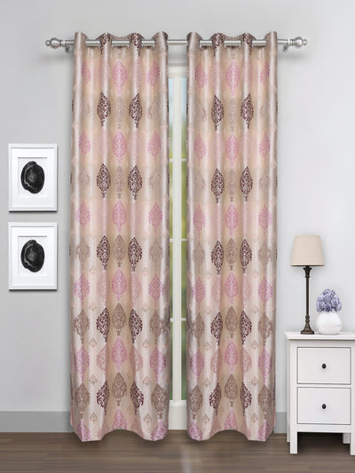 Romee Cream & Purple Classic Patterned Set of 2 Door Curtains