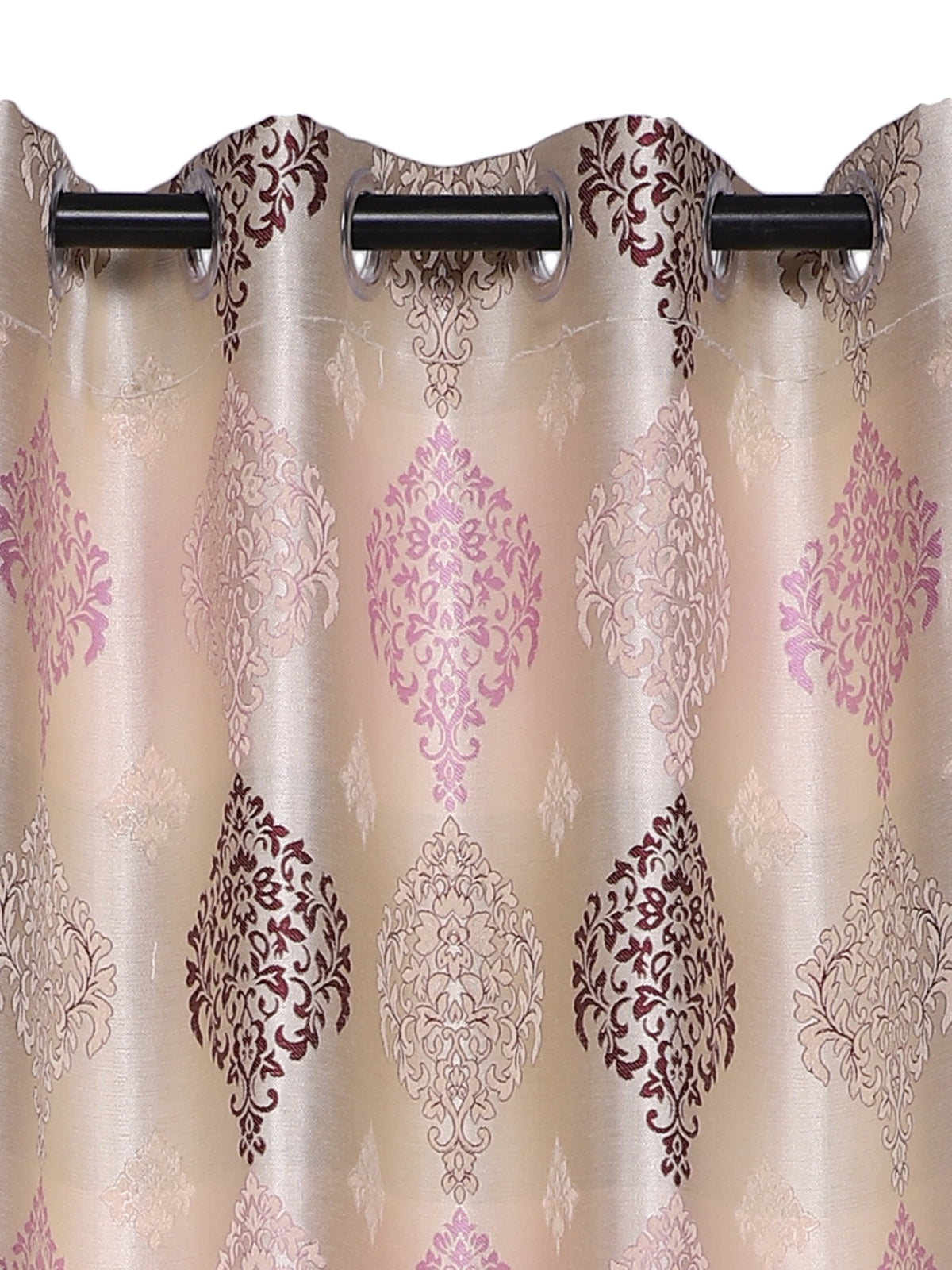 Romee Cream & Purple Classic Patterned Set of 2 Door Curtains