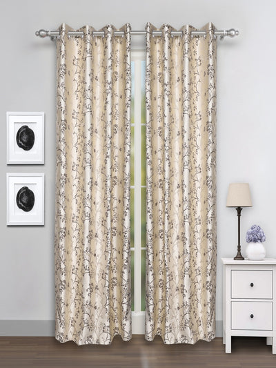 Romee Cream Floral Patterned Set of 2 Door Curtains