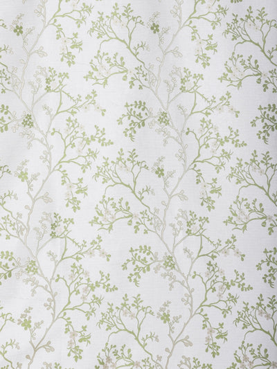 Romee Cream & Green Floral Patterned Set of 2 Door Curtains