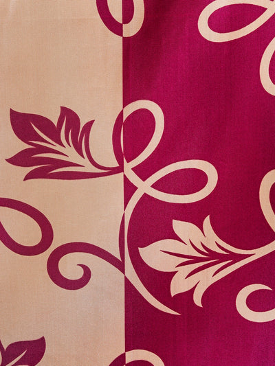 Romee Gold & Purple Floral Patterned Set of 2 Window Curtains