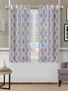 Romee Grey & Off White Floral Patterned Set of 2 Window Curtains