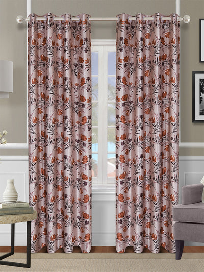 Romee Brown Floral Patterned Set of 2 Door Curtains