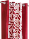 Romee Maroon & Cream Leafy Patterned Set of 2 Door Curtains