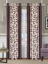 Romee Brown & Cream Leafy Patterned Set of 2 Door Curtains