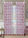 Romee Maroon & Grey Floral Patterned Set of 2 Door Curtains