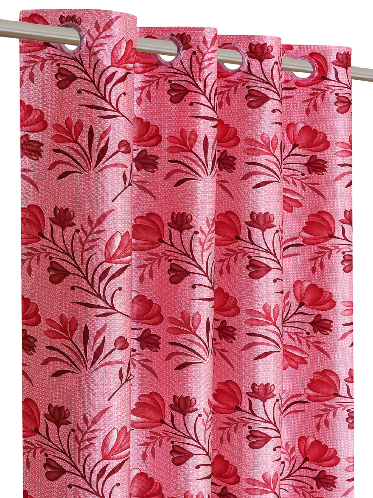 Romee Pink Floral Patterned Set of 2 Long Door Curtains