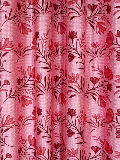 Romee Pink Floral Patterned Set of 2 Long Door Curtains