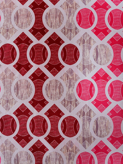 Romee Beige & Pink Geometric Patterned Set of 2 Long Door Curtains