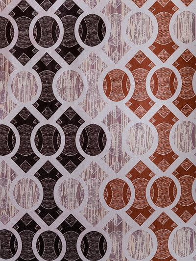 Romee Beige & Brown Geometric Patterned Set of 2 Long Door Curtains