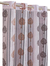 Romee Brown & Off White Floral Patterned Set of 2 Long Door Curtains