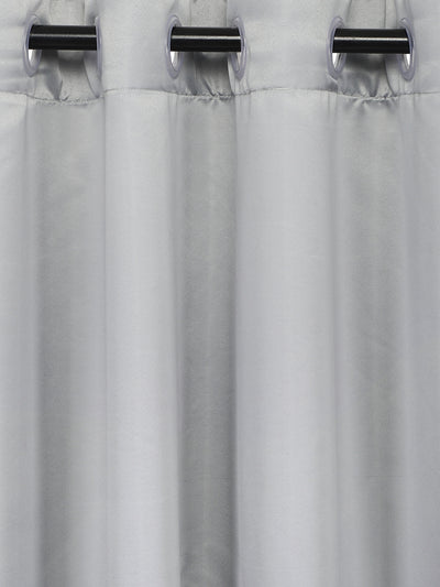 Romee Silver Solid Patterned Set of 2 Door Curtains