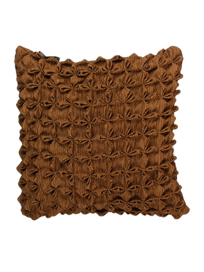 Soft Polyester Chenille Designer Plain Cushion Covers 16 inch x 16 inch Set of 2 - Brown