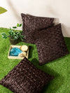 Brown Set of 3 Geometric Chenille Square Cushion Covers