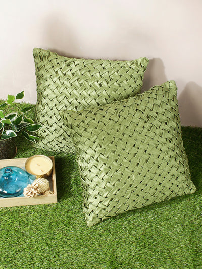 ROMEE Green Geometric Printed Cushion Covers Set of 2