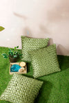 Soft Polyester Chenille Designer Plain Cushion Covers 16 inch x 16 inch Set of 3 - Green