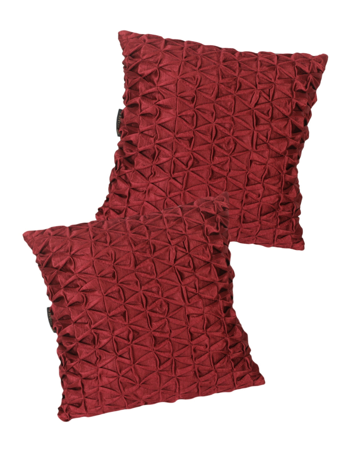 Polyester Fabric Geometric Cushion Cover 16x16 Set of 2 - Maroon