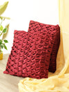 Polyester Fabric Geometric Cushion Cover 16x16 Set of 2 - Maroon