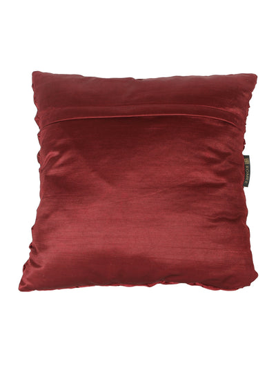 Maroon Set of 2 Geometric Chenille Square Cushion Covers