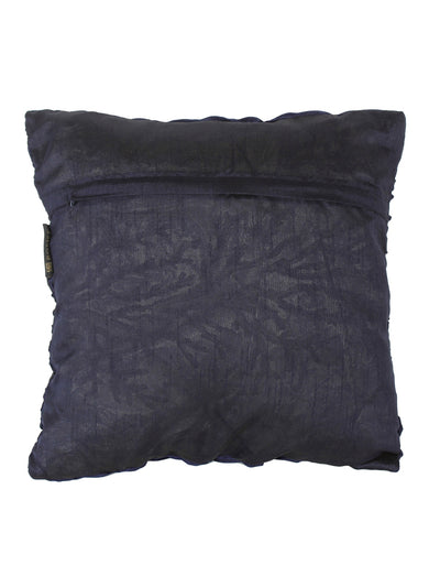 Soft Polyester Chenille Designer Plain Cushion Covers 16 inch x 16 inch Set of 2 - Navy Blue