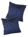 Navy Blue Set of 2 Geometric Chenille Square Cushion Covers