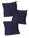 Navy Blue Set of 3 Geometric Chenille Square Cushion Covers