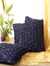 Soft Polyester Chenille Designer Plain Cushion Covers 16 inch x 16 inch Set of 3 - Navy Blue