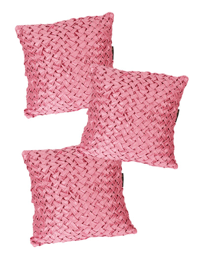 Polyester Fabric Geometric Cushion Cover 16x16 Set of 3 - Pink