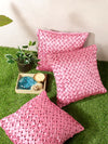 Polyester Fabric Geometric Cushion Cover 16x16 Set of 3 - Pink