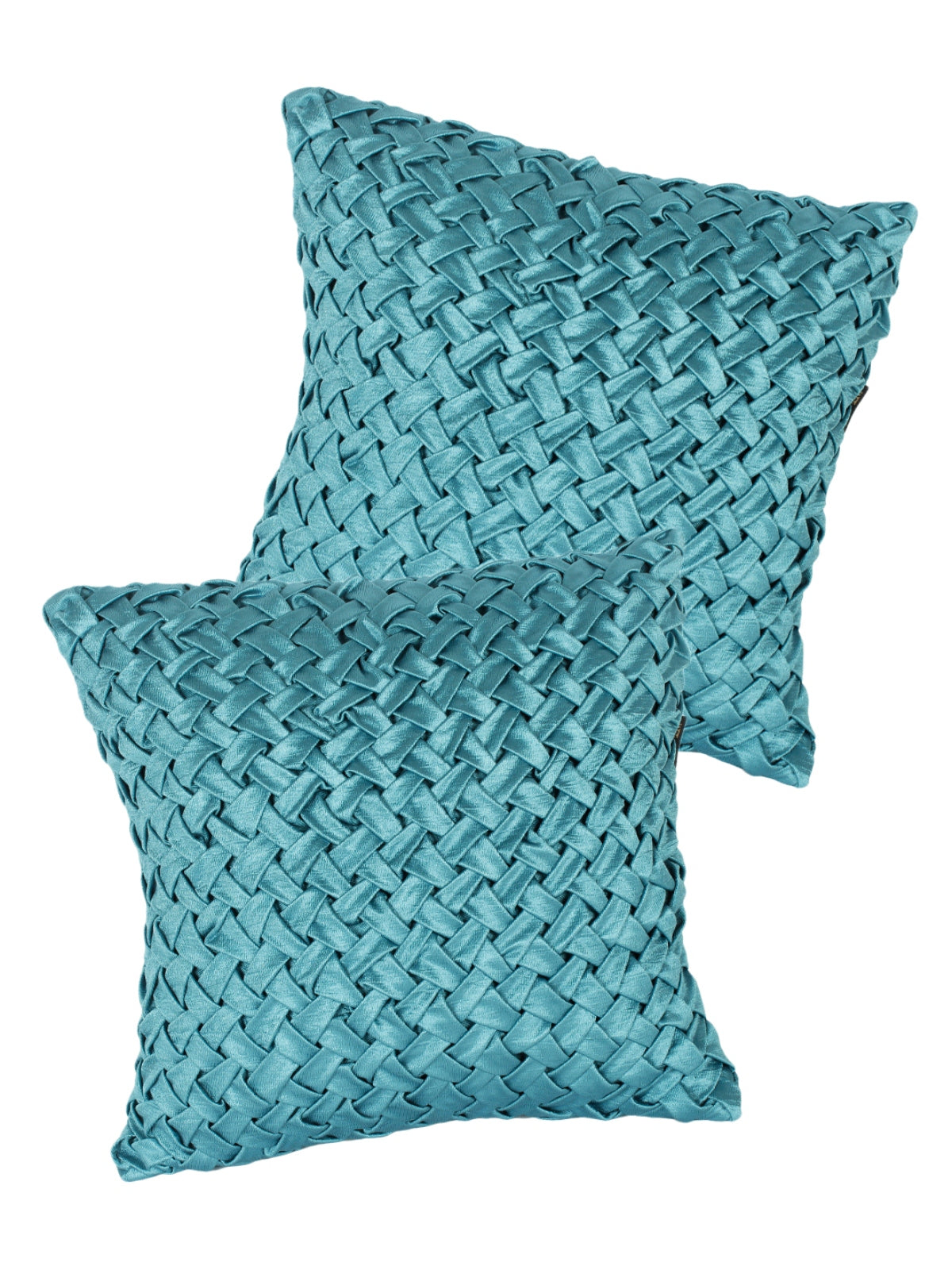 Polyester Fabric Geometric Cushion Cover 16x16 Set of 2 - Turquoise Blue