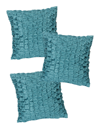Polyester Fabric Geometric Cushion Cover 16x16 Set of 3 - Turquoise
