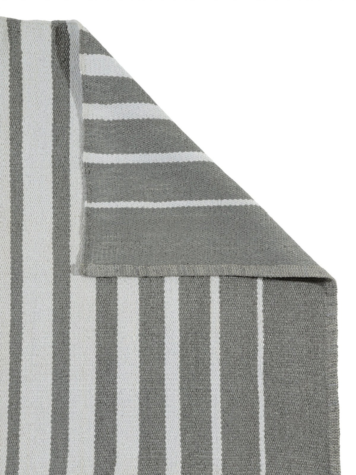 Grey & White 3 ft x 5 ft Stripes Patterned Dhurrie