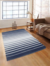 Blue & White 3 ft x 5 ft Stripes Patterned Dhurrie