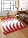 Red & White 3 ft x 5 ft Stripes Patterned Dhurrie