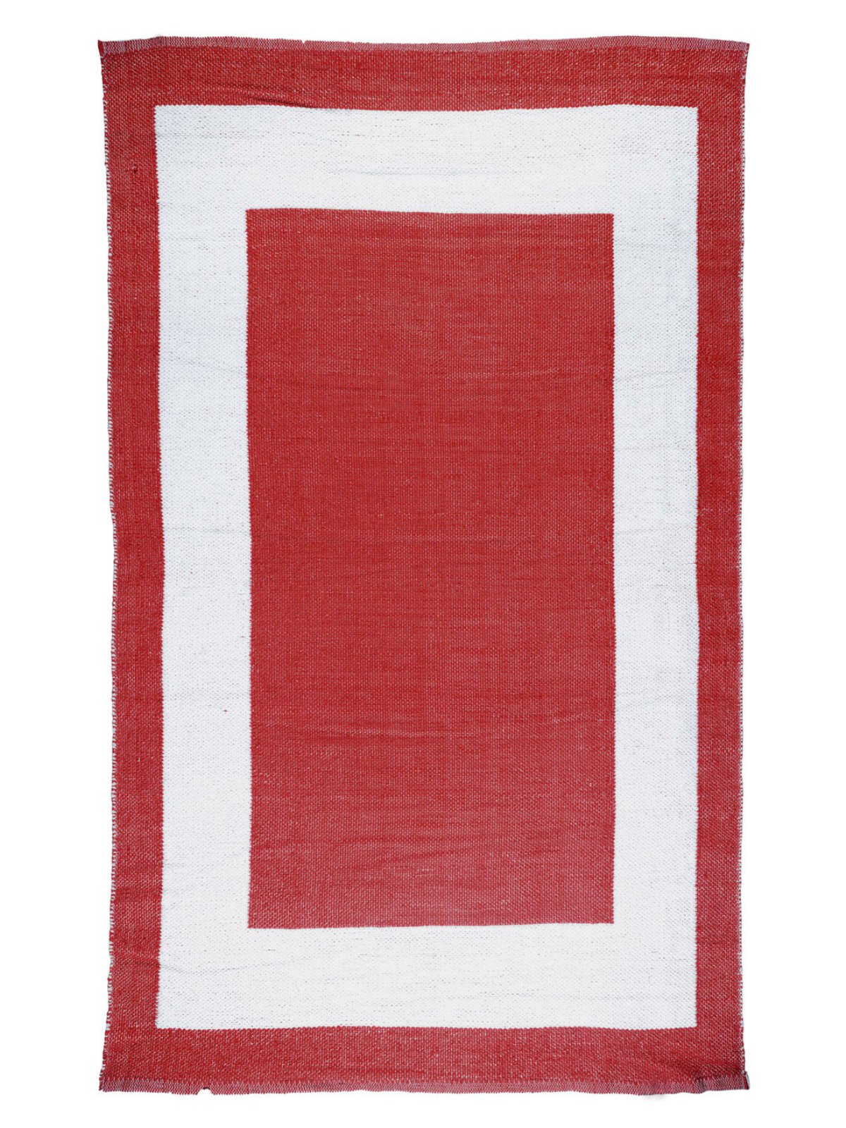 Red & White 3 ft x 5 ft Geometric Patterned Dhurrie