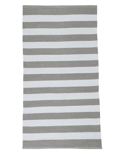 Grey 3 ft x 5 ft Stripes Patterned Dhurrie