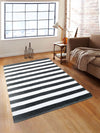 Black 3 ft x 5 ft Striped Patterned Dhurrie