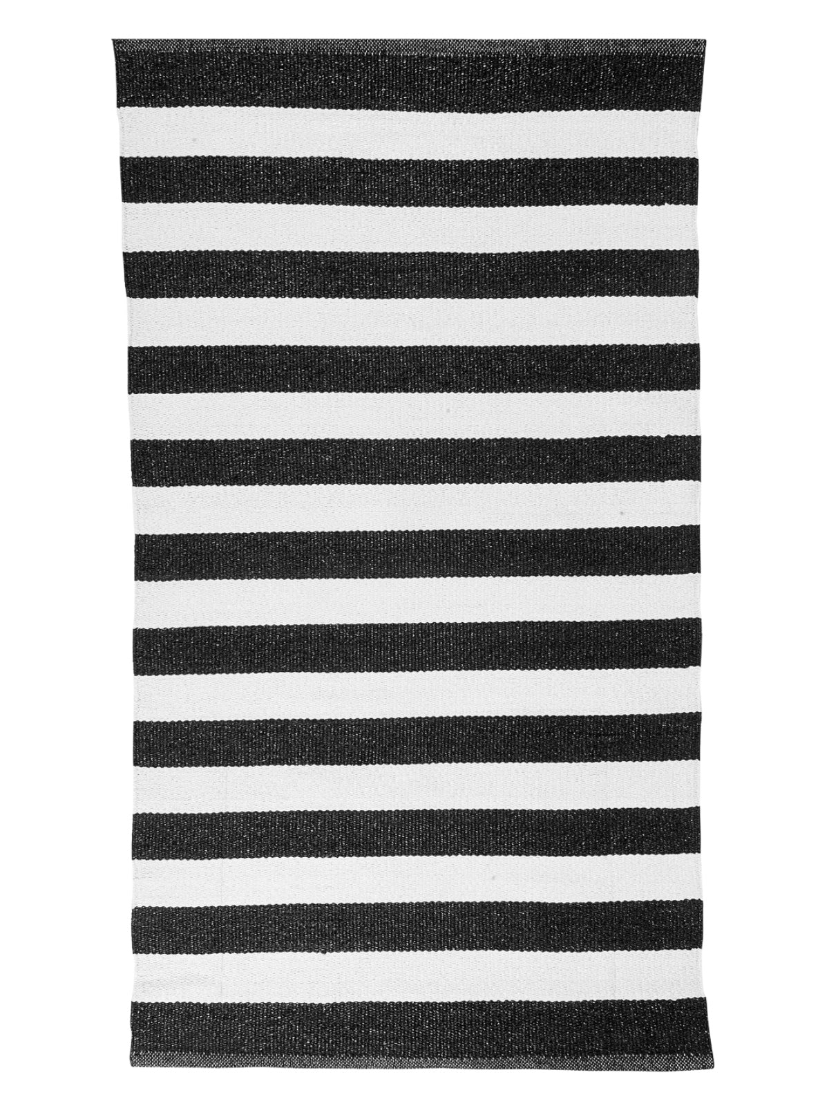 Black 3 ft x 5 ft Striped Patterned Dhurrie