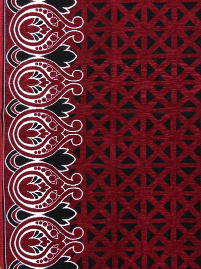Maroon and Black Ethnic Motifs Anti-Skid Carpet/Dhurrie
