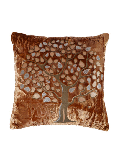 Velvet Tree Designer Cushion Cover 16x16 Inche, Set of 5 - Brown