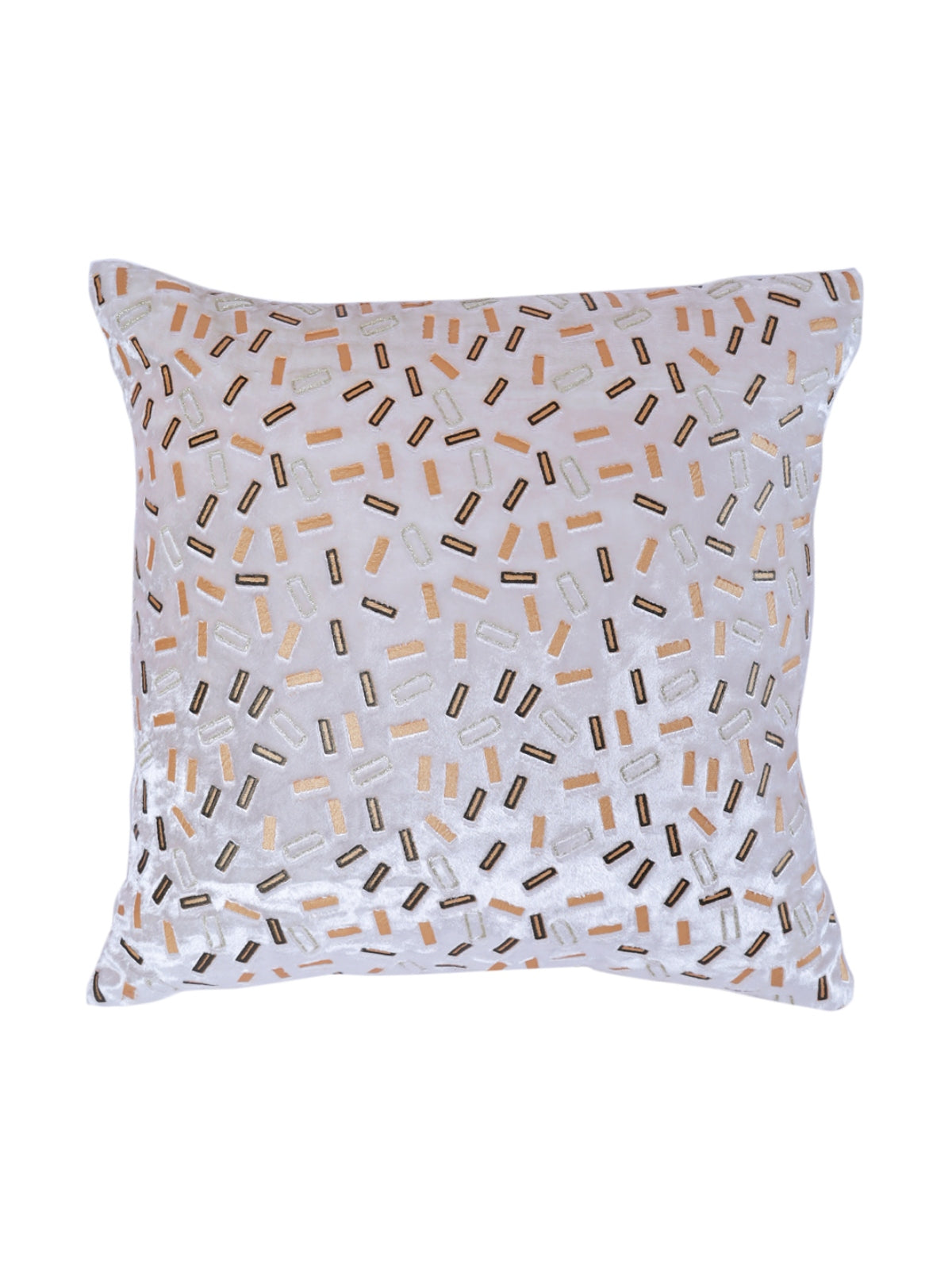 Velvet Geometric Designer Cushion Cover 16x16 Inche, Set of 5 - White