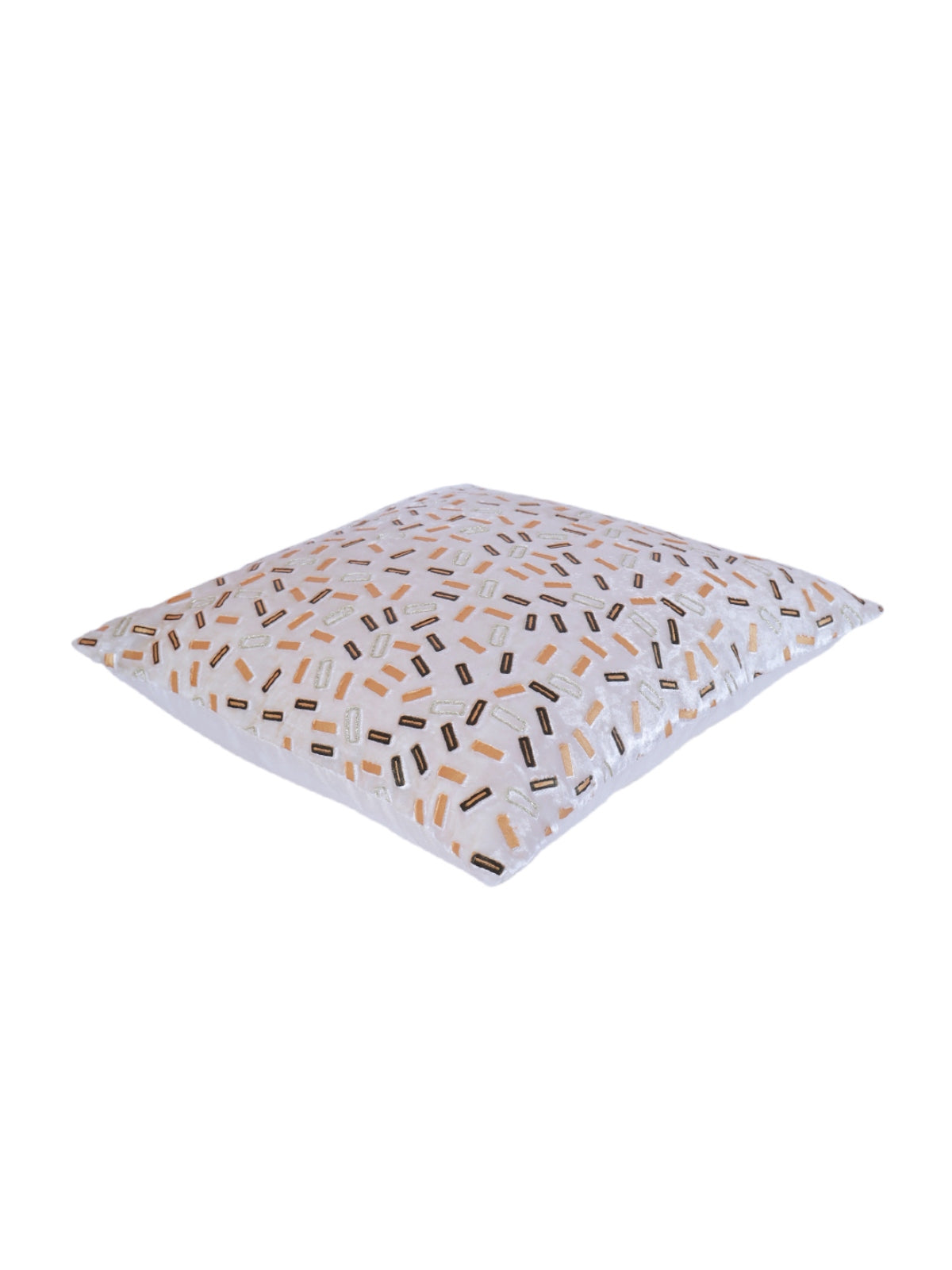 Velvet Geometric Designer Cushion Cover 16x16 Inche, Set of 5 - White