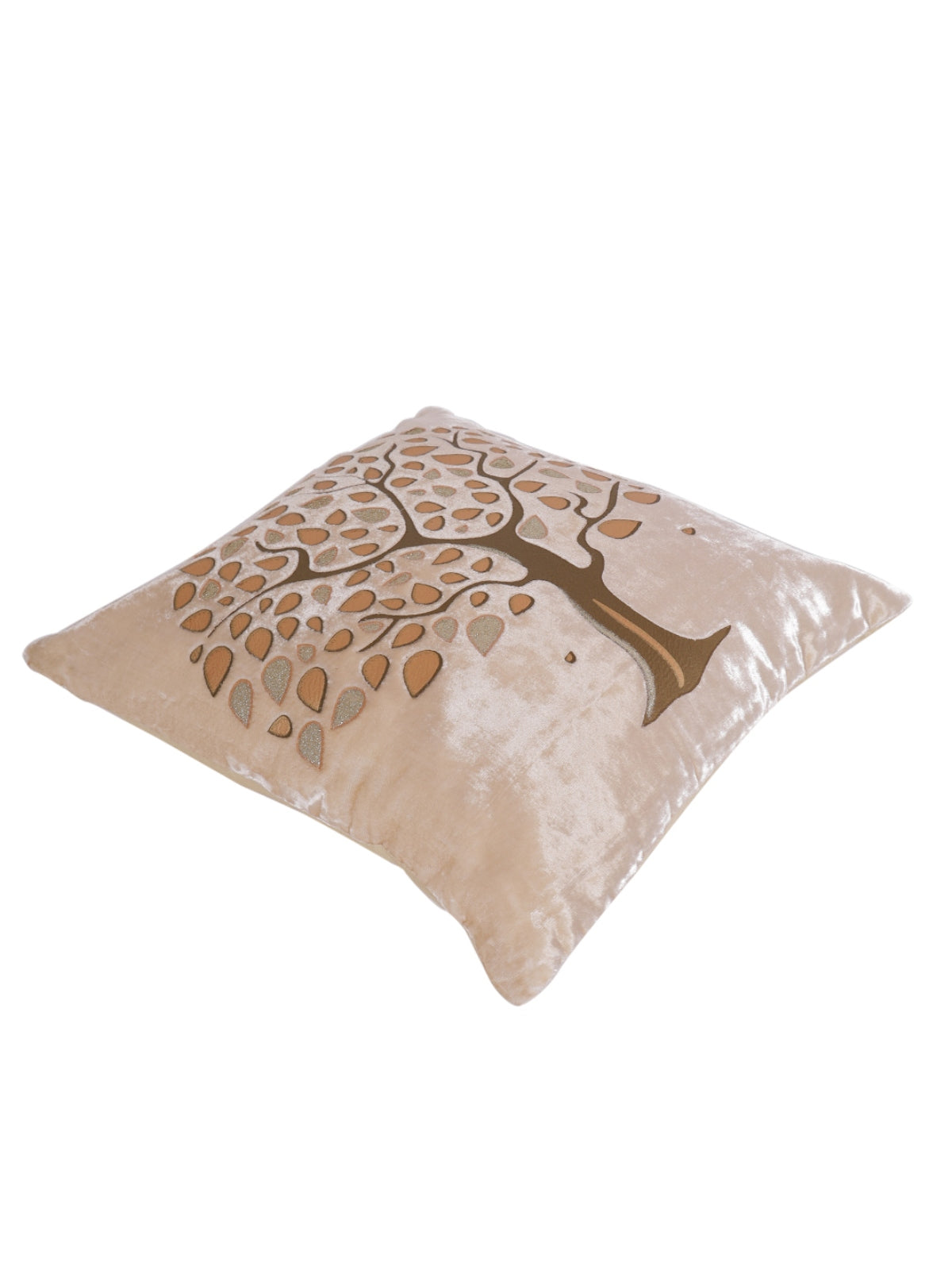 Velvet Tree Designer Cushion Cover 16x16 Inche, Set of 5 - Beige