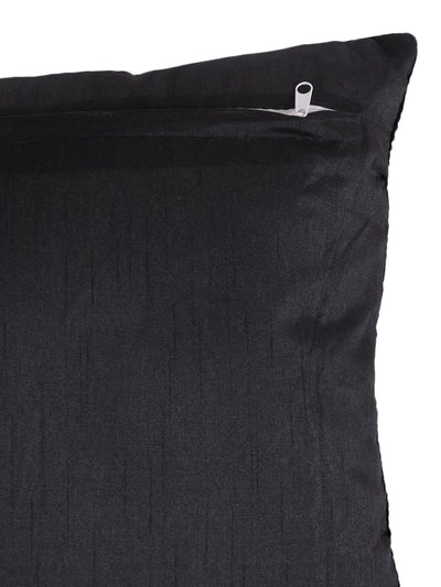 Velvet Bird Designer Cushion Cover 16x16 Inche, Set of 5 - Black