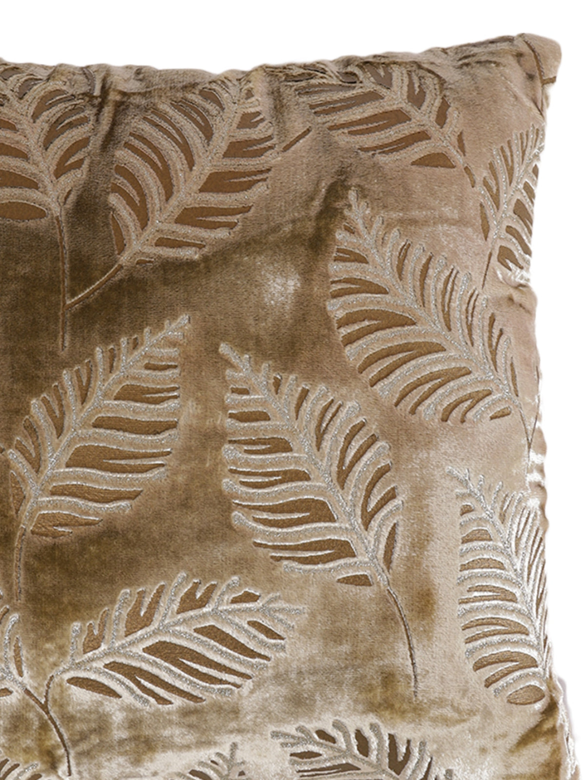 Velvet Leaf Designer Cushion Cover 16x16 Inche, Set of 5 - Beige